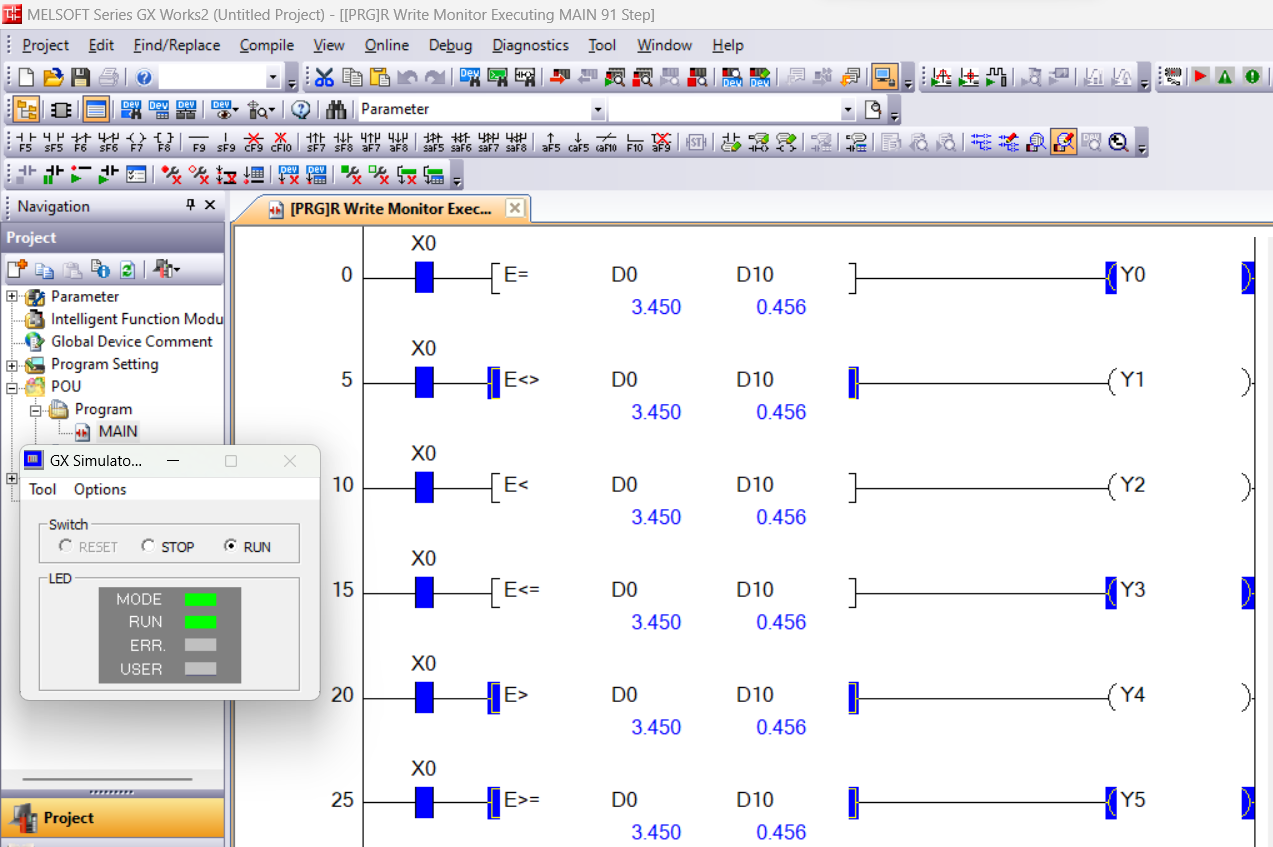 Mitsubishi single precision Floating Point Comparison Instruction